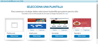 Seleccionar template de sitio